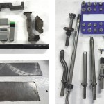 Collection of tools - bucking bars and back plates for riveting.
