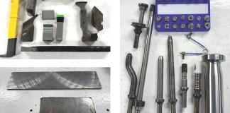 Collection of tools - bucking bars and back plates for riveting.