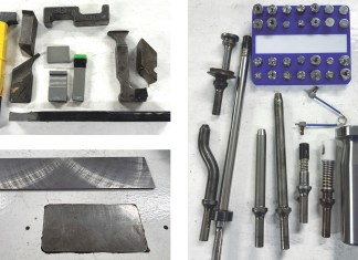 Collection of tools - bucking bars and back plates for riveting.