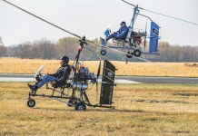 Assembling a Gyro Technic VX-2 Gyro Technic GT-VX1 (left) and GT-VX2 gyroplanes coming in for landing. (Photo: Loren D. Jones, courtesy of Gyro Technic.)