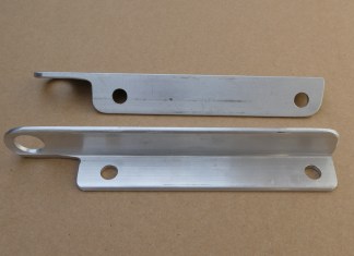 Tie-Down Brackets The finished items ready for alodine. The inside edges of the tie-down holes were later chamfered and smoothed.