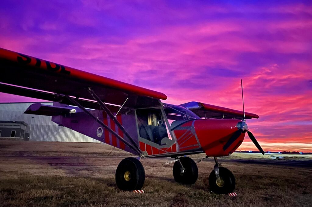 The Zenith 701 on its way back to Humberd Farm with an Oklahoma sunset. [Credit: Jon Humberd]