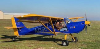 An Aerotrek A220 perched resolutely on the grass and ready for flight. [Credit: Aerotrek]