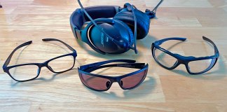 The discomfort of wearing prescription- or sunglasses under an ANR headset is eliminated with Flying Eyes. [Credit: Flying Eyes]