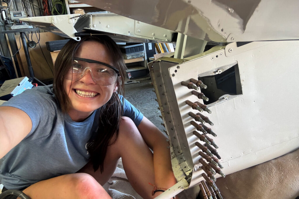 A happy Tenley because her bulkhead fit perfectly.