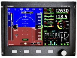 The integrated ECLIPSE NG features a very sunlight readable display that shows the engine and all flight data organized in one or more pages. [Credit: Fielden Aero LLC]