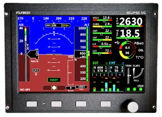 The integrated ECLIPSE NG features a very sunlight readable display that shows the engine and all flight data organized in one or more pages. [Credit: Fielden Aero LLC]