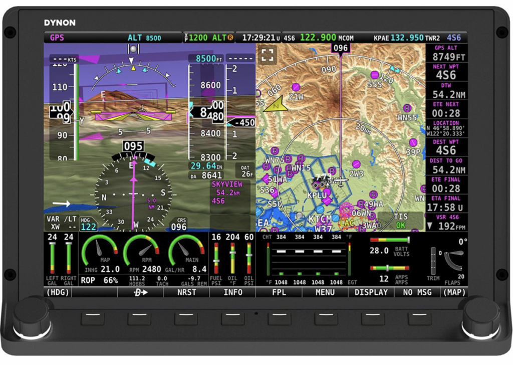 The Dynon SkyView HDX 10 features improved displays, brighter, higher-resolution HD touchscreen displays, unrivaled control ergonomics, and an upgraded touch interface. [Credit: Dynon Avionics]