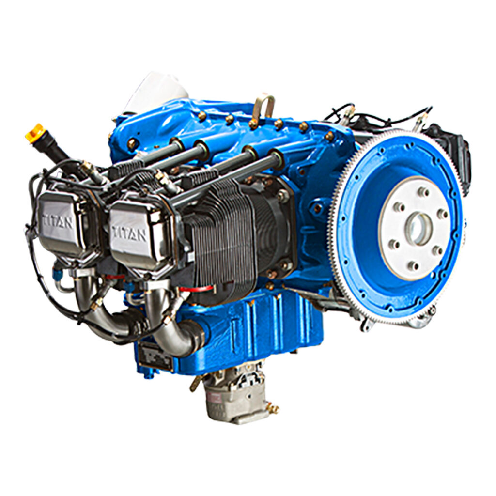 The Continental Titan™ OX-340 and IOX-340 are 340-cubic-inch, four-cylinder, air-cooled, horizontally opposed experimental aircraft engines produced by Continental Aerospace Technologies. [Credit: Continental Aerospace Technologies]