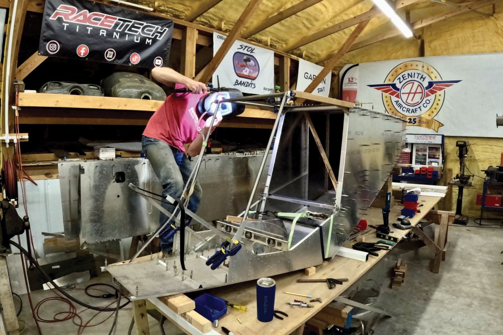 Jon is freehand Tig welding the Titanium cabin frame.
