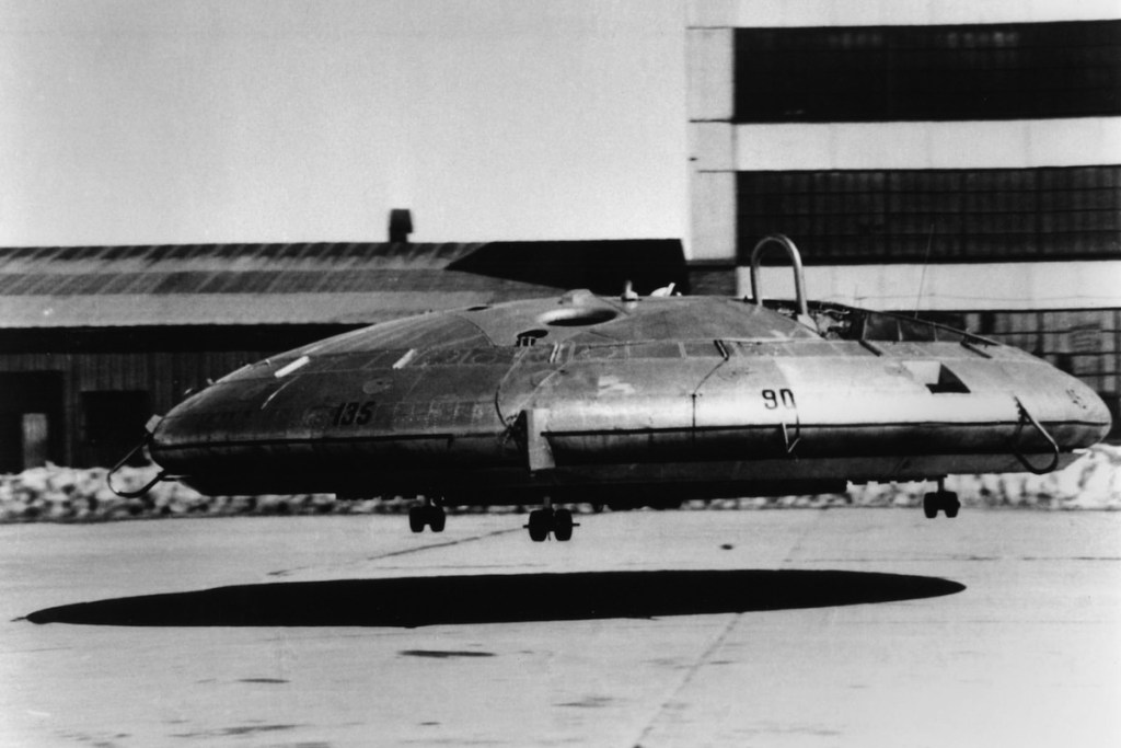 The Avro-Canada VZ-9AV AvroCar was so unstable it had to be tethered to the ground during testing. [Credit: U.S. Airforce]