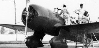 The Granville Brothers Gee Bee R-6 “Q.E.D.” being serviced before the 1934 MacRobertson Air Race; Mid America Flight Museum flies a replica of this aircraft. [Credit: Wikimedia Commons]