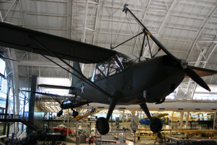 Thursday, July 23 — A Stinson L-5 Sentinel in U.S. Army Air Forces markings. [Credit: Gary Todd / Wikimedia Commons]