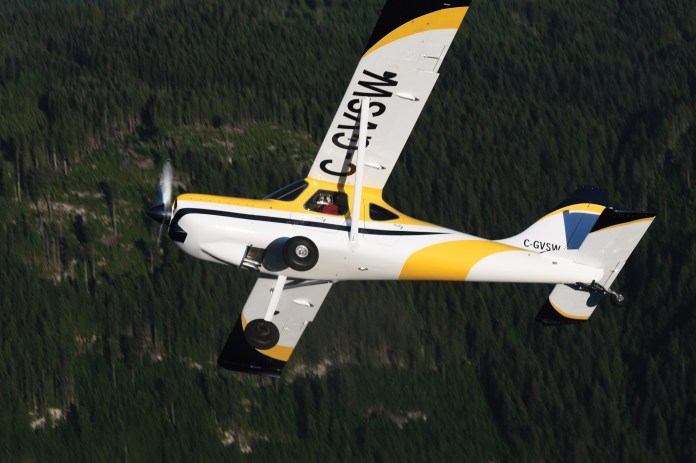 Sean Walker maneuvers his Sportsman near the Fraser River. [Credit: Mike Davenport]
