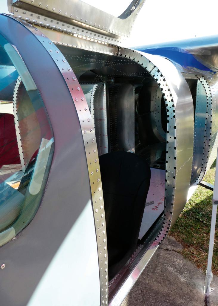 The all-aluminum structure shows the pre-punched, pull-riveted construction. [Credit: Andrew Robinson]
