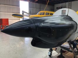 SR-1 cowl being integrated with spinner and cooling ducts. The cowl is assembled to itself/to the fuse primarily with countersunk #8 screws. [All images credited to Eric Stewart]