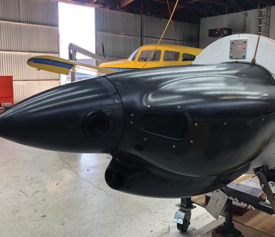 SR-1 cowl being integrated with spinner and cooling ducts. The cowl is assembled to itself/to the fuse primarily with countersunk #8 screws. [All images credited to Eric Stewart]