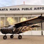 The Zenith CH701 outside the hangar at SMX, fresh from paint. The stars-and-stripes theme marks America’s 250th and the CH701’s 40th anniversary. [Credit: Carson Stilson]