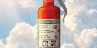A compact H3R Halon 1211 extinguisher, sized for a two-seat cockpit and safe on energized electrical fires. [Credit: H3R Aviation]