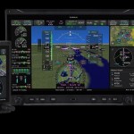 Three Garmin AXIS flight displays in different sizes on a black background