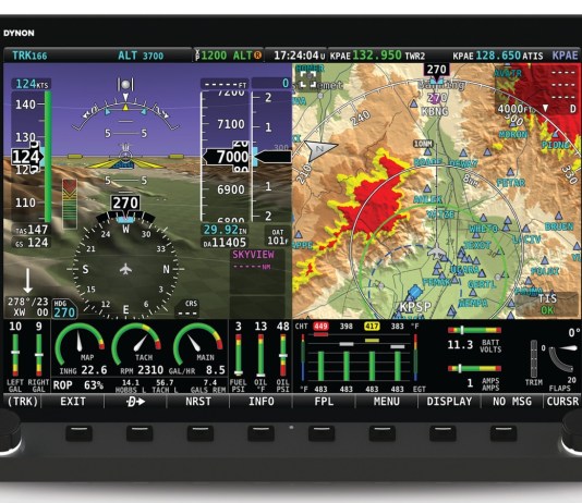 Dynon SkyView HDX display showing an angle of attack bar